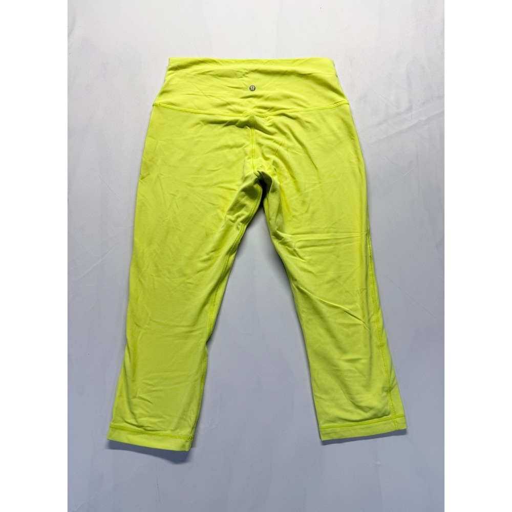 Lululemon Align High Rise Cropped Leggings Womens 12 Neon Yellow Yoga Athleisure - Picture 6 of 8